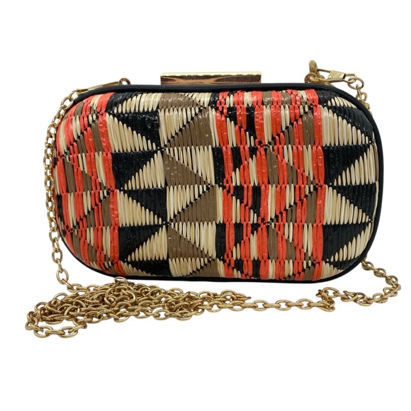 Antik Kraft Southwestern Wicker Woven Box Chain Clutch Purse